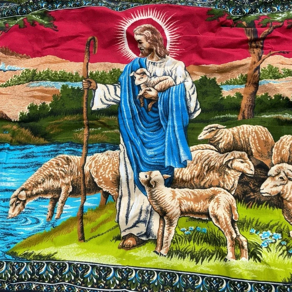 VintageJesus & His Flock Wall Hanging Tapestry 54